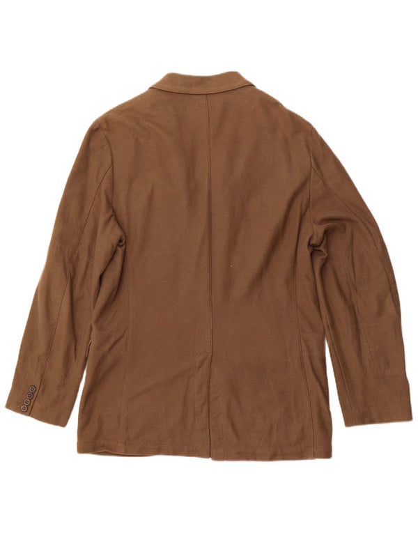 MASSIMO DUTTI Chaqueta tipo blazer de 3 botones para hombre UK 40 Large Marrón Algodón