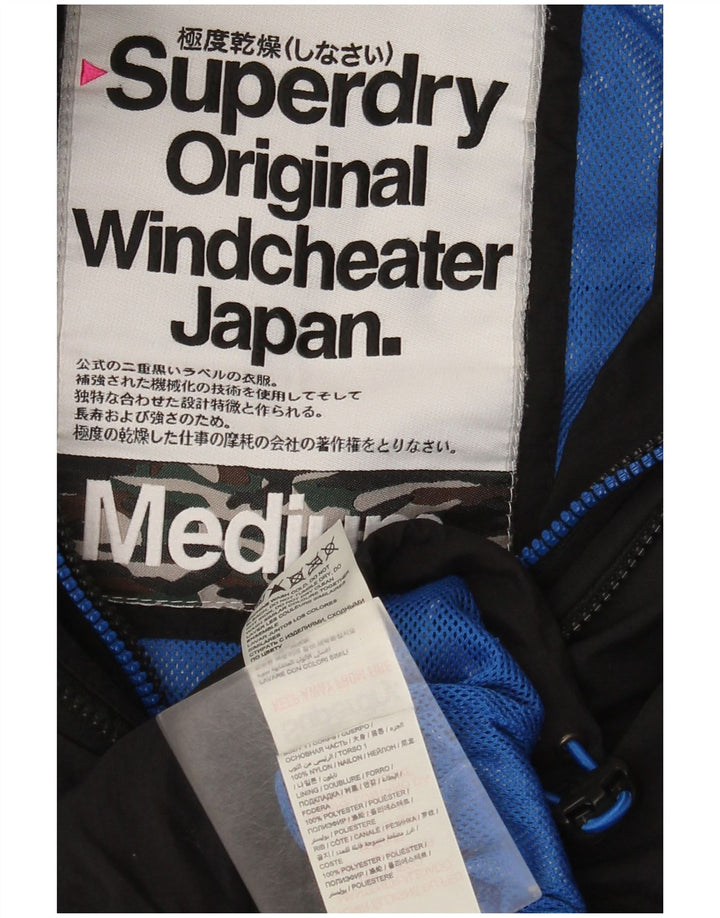 Superdry Chaqueta impermeable con capucha Windcheater para mujer, talla 40, nailon negro mediano