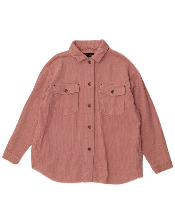 Zara Mujer Camisa De Pana Extragrande UK 44 Algodón Rosa Medio