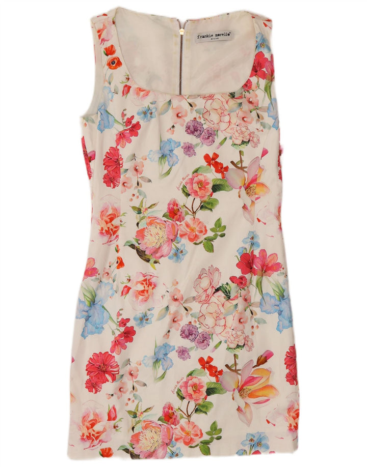 Frankie Morello Vestido tubo sin mangas para mujer IT 42 Medium White Floral