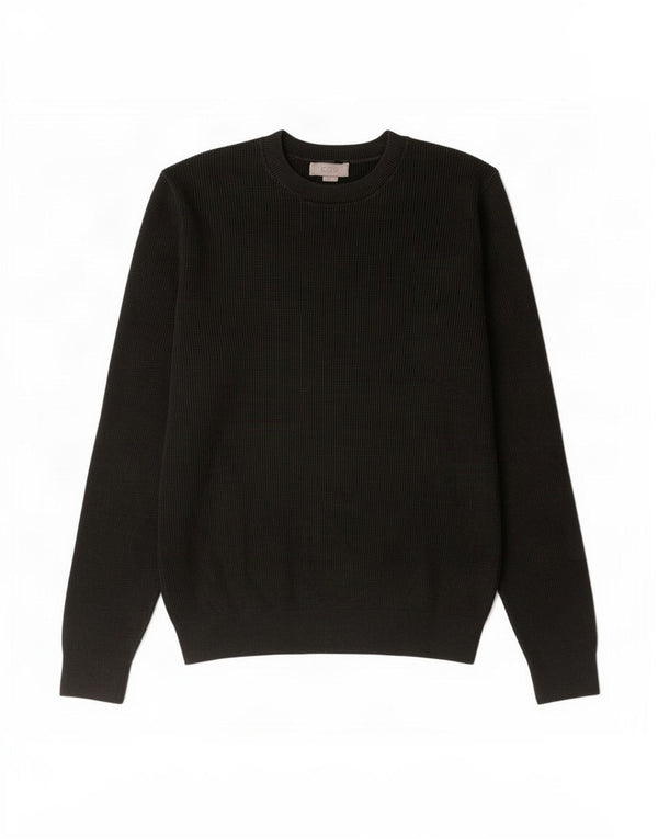 Cos - Jersey de cuello redondo para hombre, talla pequeña, algodón negro