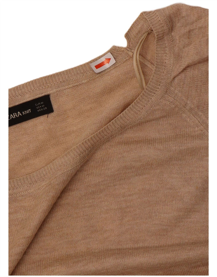Zara - Jersey extragrande con cuello barco para mujer, talla 40, color beige medio