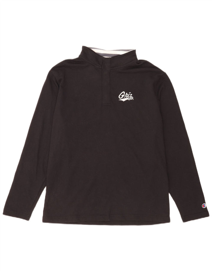 Champion Hombre Camiseta De Manga Larga De Algodón Negro Mediano
