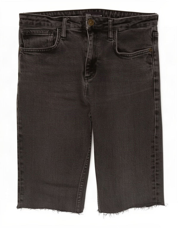 Zara Pantalones cortos de mezclilla para mujer EU 38 Small W28 Gris
