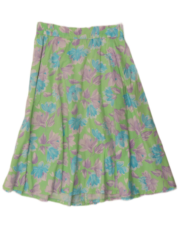 Falda acampanada midi vintage para mujer IT 42 Mediana W30 Algodón floral verde