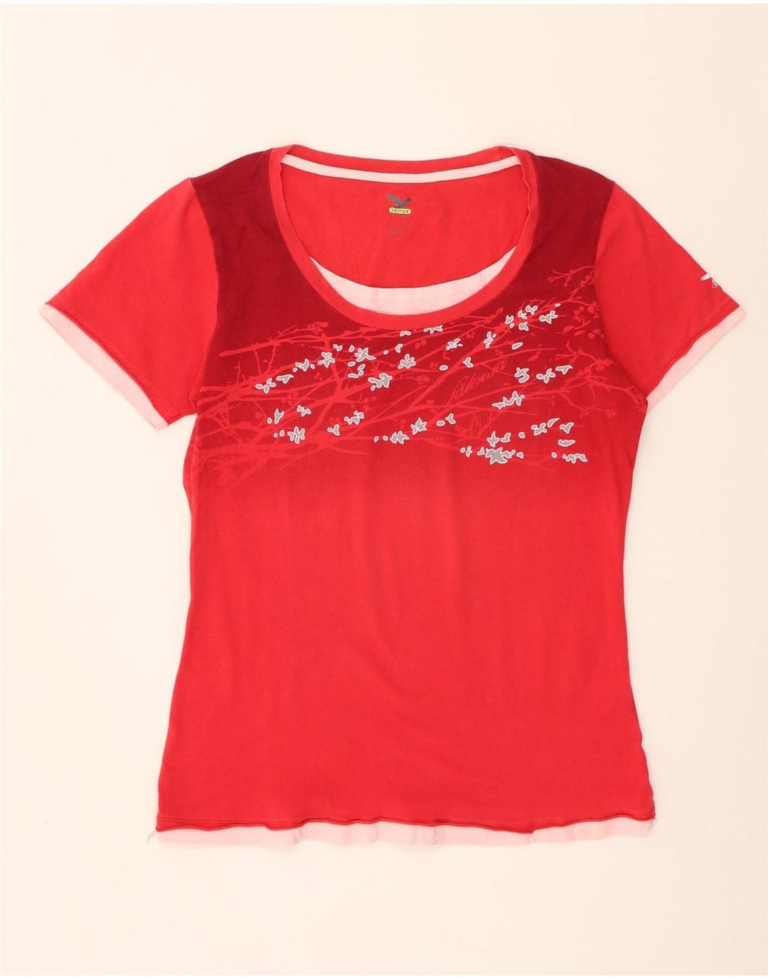 SALEWA Camiseta para mujer Top UK 44 Mediano Rojo Floral