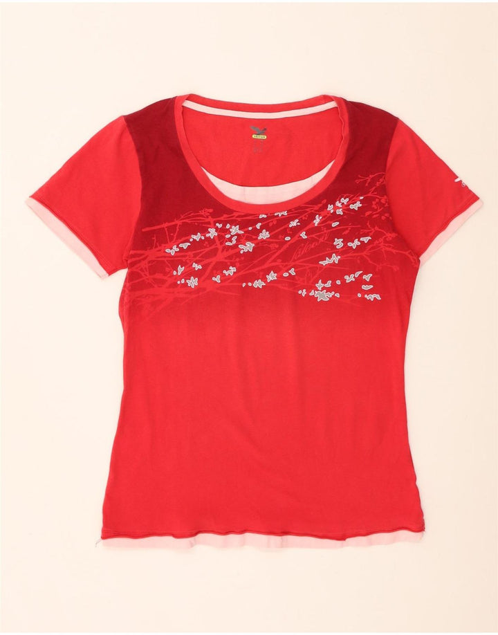 SALEWA Camiseta para mujer Top UK 44 Mediano Rojo Floral