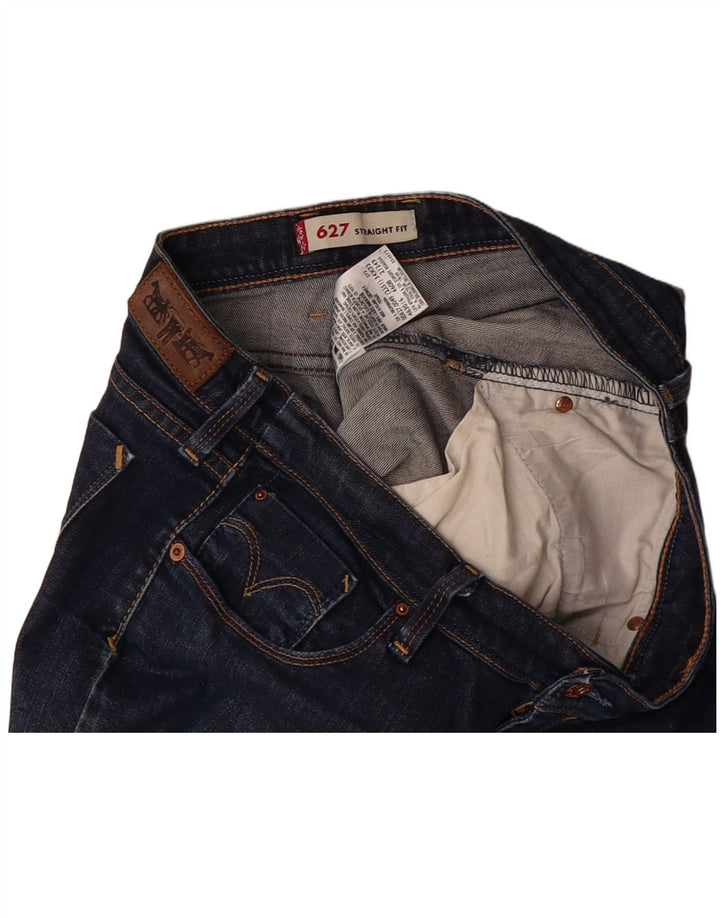 LEVI'S Womens 627 Straight Jeans W34 L28 Navy Blue Cotton