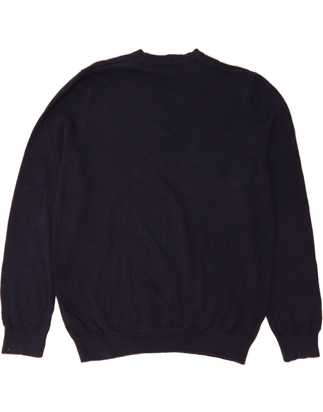 MARKS & SPENCER Mens V-Neck Jumper Sweater XL Navy Blue Cotton Vintage Marks & Spencer and Second-Hand Marks & Spencer from Messina Hembry 