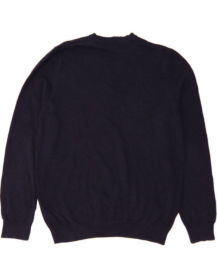 MARKS & SPENCER Mens V-Neck Jumper Sweater XL Navy Blue Cotton Vintage Marks & Spencer and Second-Hand Marks & Spencer from Messina Hembry 
