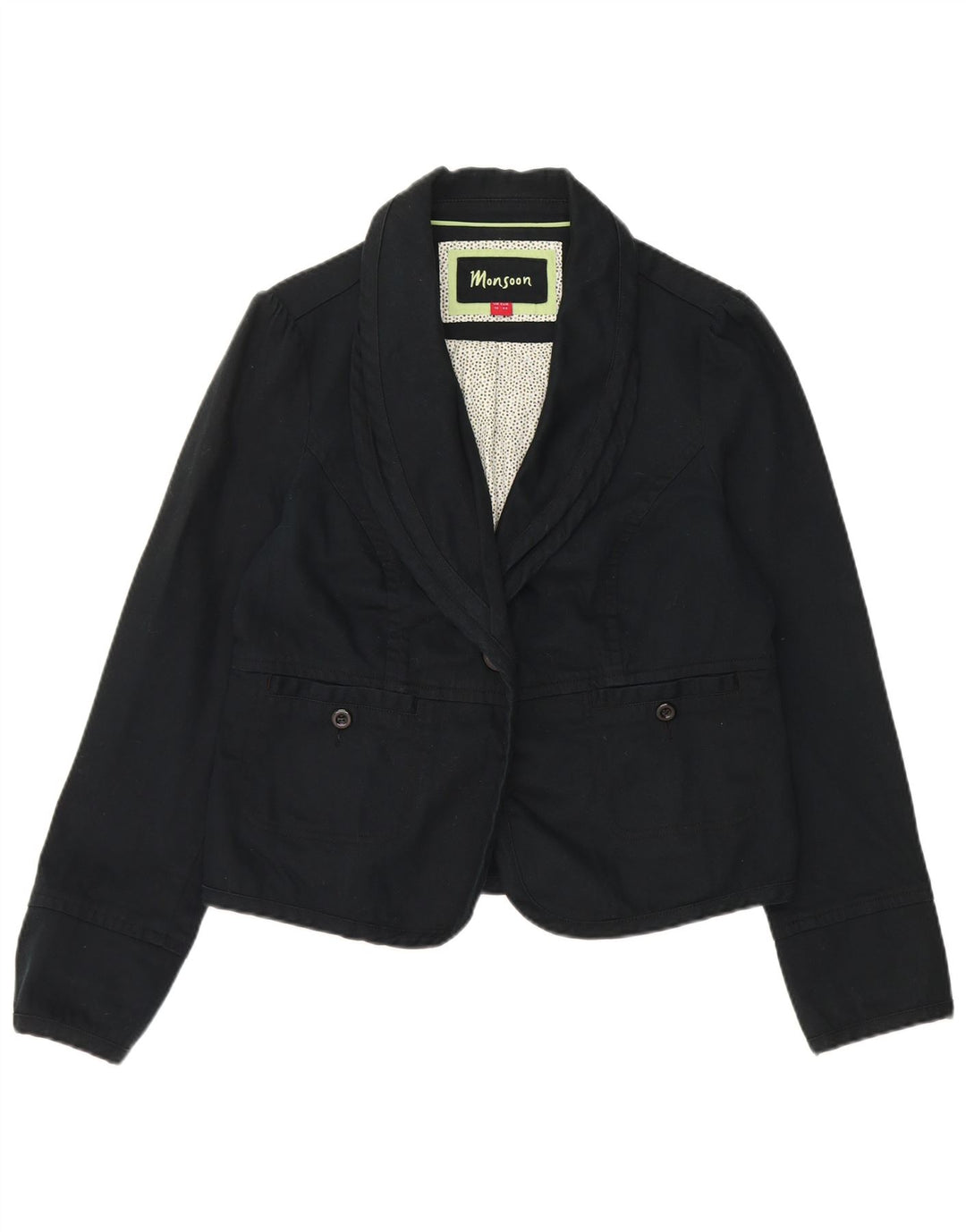 Monsoon Chaqueta tipo blazer de 1 botón para mujer UK 46 Grande Algodón azul marino
