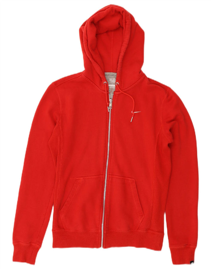 NIKE Sudadera con capucha y cremallera para mujer UK 12 Medium Red Cotton