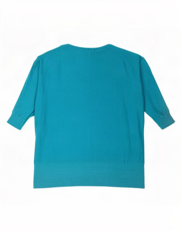 Phase Eight Blusa extragrande de manga 1/2 para mujer UK 44 Lino azul medio