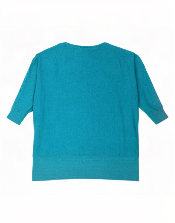 Phase Eight Blusa extragrande de manga 1/2 para mujer UK 44 Lino azul medio