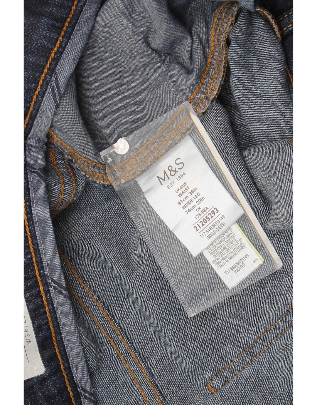 Marks & Spencer Jeans cónicos para hombre W36 L29 Algodón azul marino