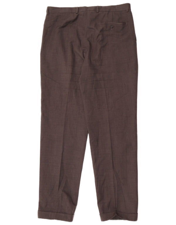 Marks & Spencer Pantalón de traje con pinzas para hombre W34 L33 Poliéster gris