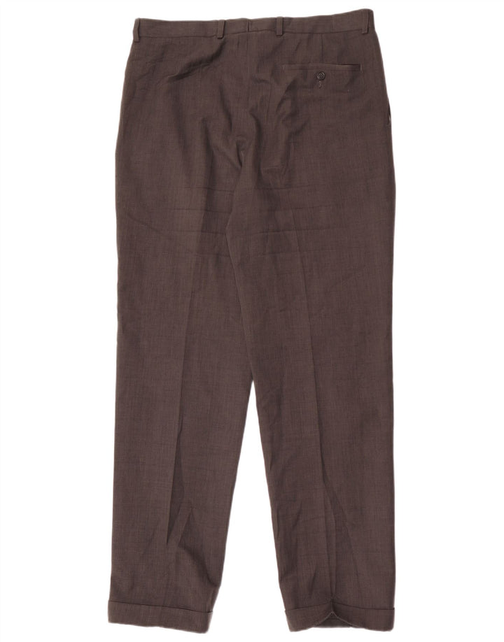 Marks & Spencer Pantalón de traje con pinzas para hombre W34 L33 Poliéster gris