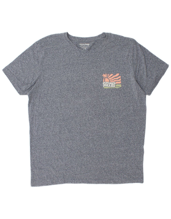 Jack & Jones Hombre Camiseta Top XL Algodón Moteado Gris