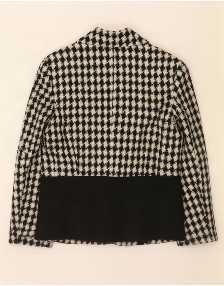 Chaqueta blazer vintage de 3 botones para mujer UK 44 Mediana pata de gallo negra