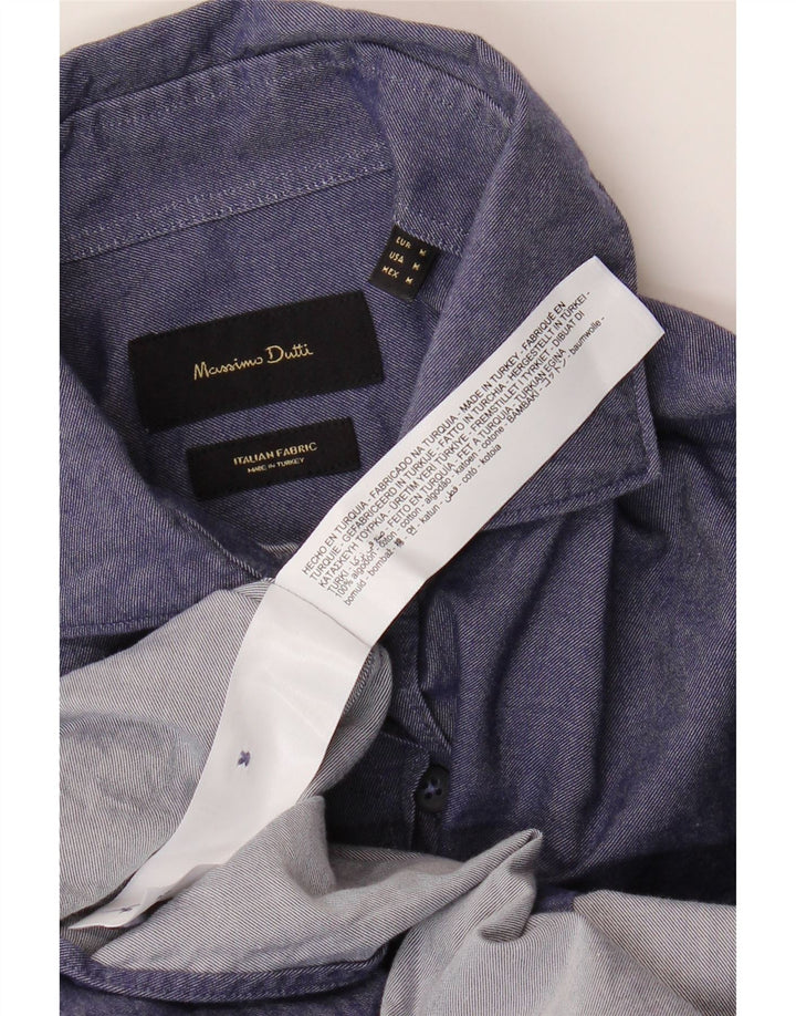 Camisa Massimo Dutti Hombre Mediana Azul Marino Algodón