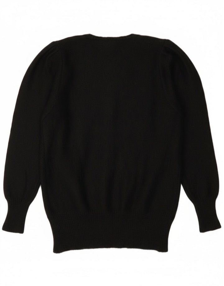 Vintage mujer cuello redondo jersey suéter IT 44 medio negro