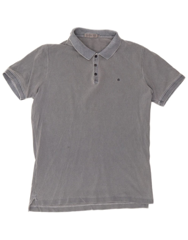 CALVIN KLEIN JEANS Polo para hombre grande gris algodón