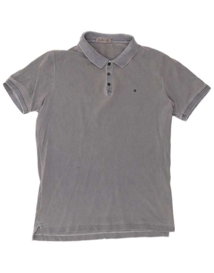 CALVIN KLEIN JEANS Polo para hombre grande gris algodón