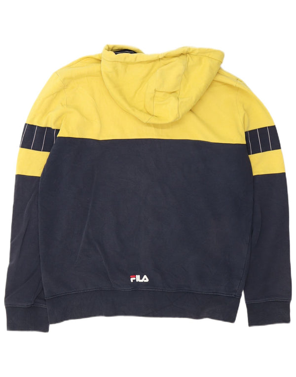 Fila Sudadera con capucha y cremallera gráfica para hombre, talla grande, color azul marino
