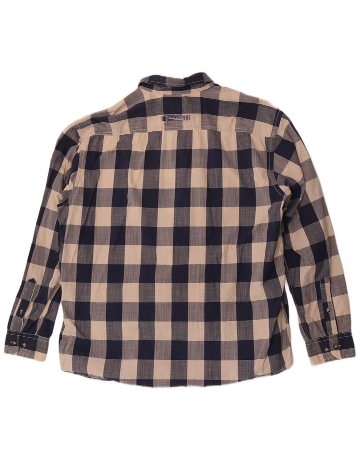 Camel Active Camisa de corte regular para hombre 2XL Algodón a cuadros azul marino