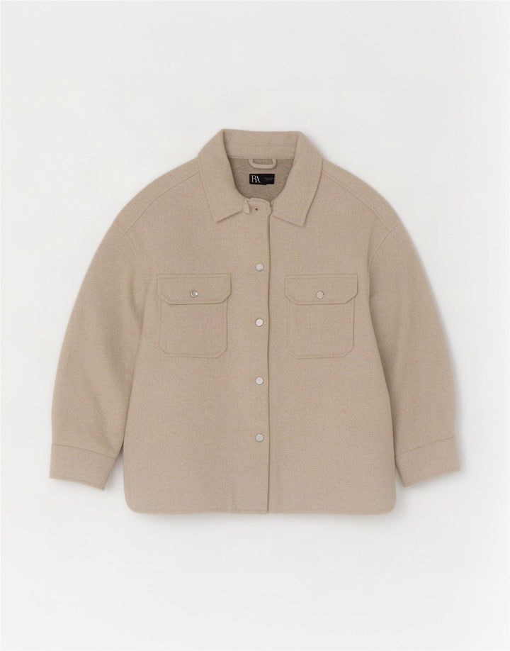Zara Mujer Camisa Sobrecamisa Franela UK 8 XS Beige Poliéster