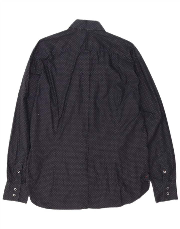 Paul Smith Camisa de corte clásico para hombre XL Algodón manchado negro