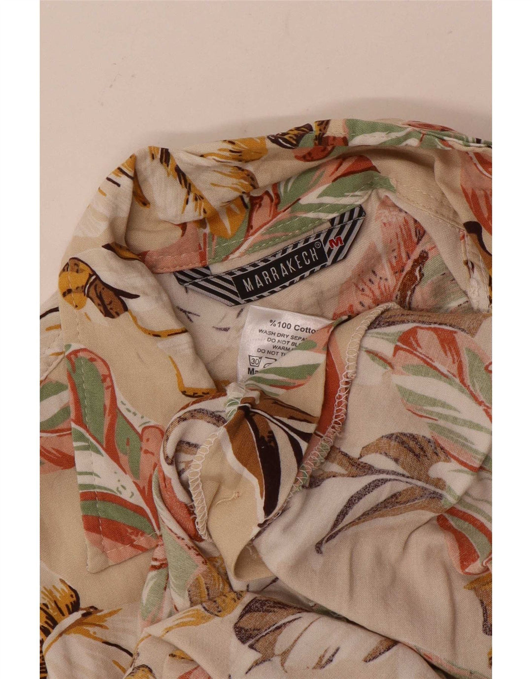 Camisa Marrakech Hombre Algodón Floral Beige Medio