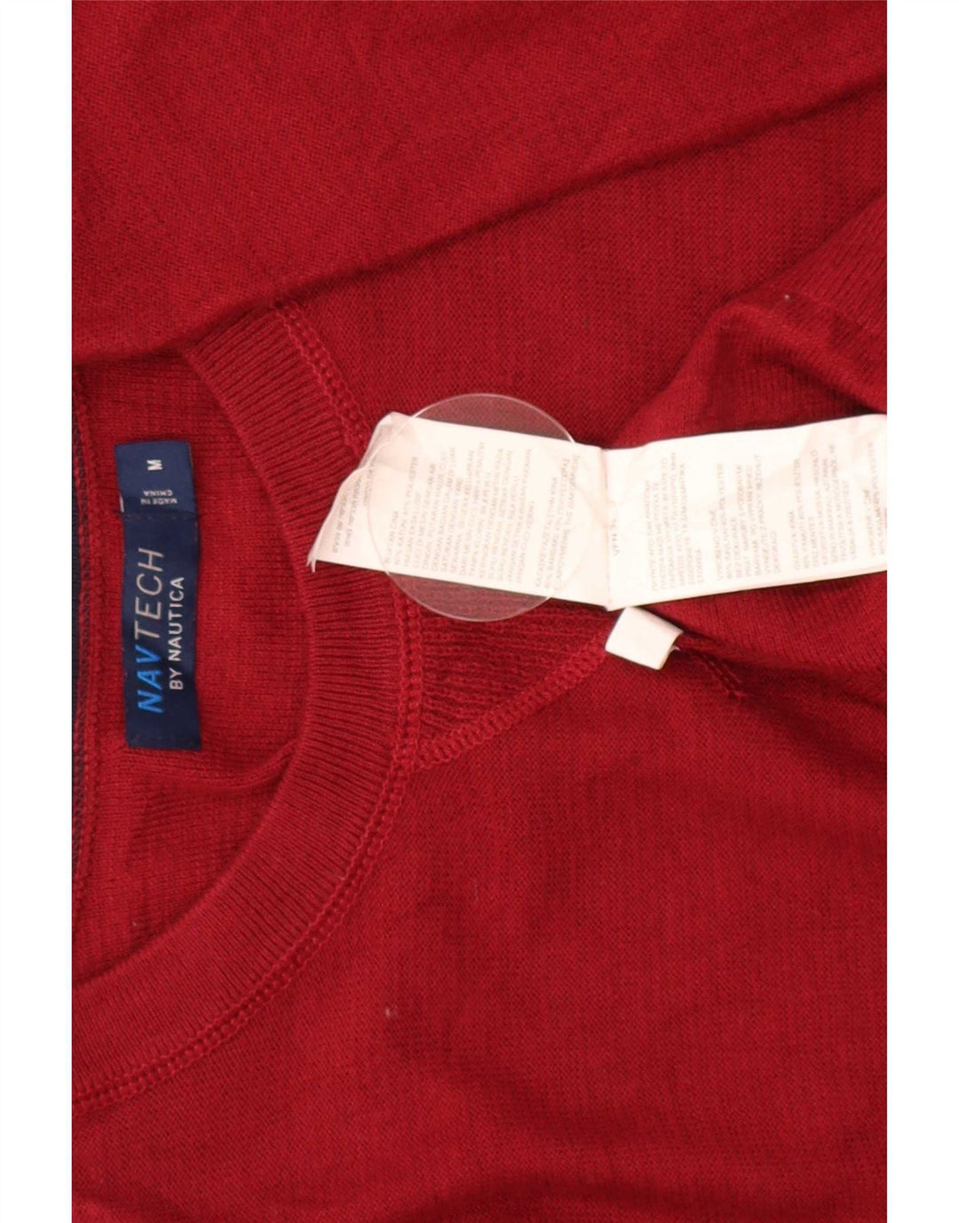Nautica Jersey de cuello redondo de ajuste regular para hombre de algodón rojo medio