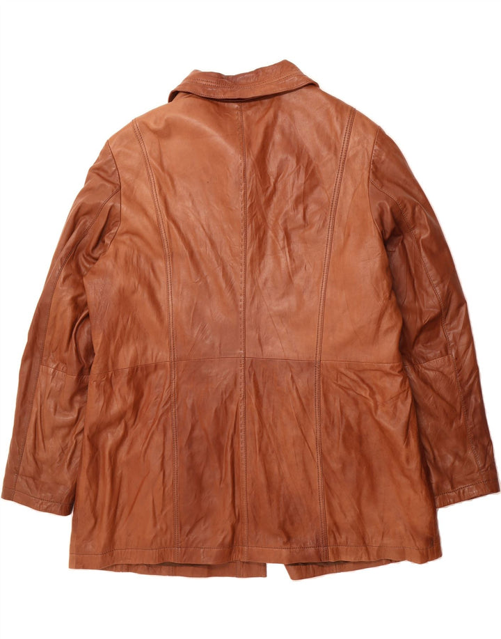 JULIA S. ROMA Womens Leather Jacket UK 24 4XL Brown Polyester Vintage Julia S. Roma and Second-Hand Julia S. Roma from Messina Hembry 