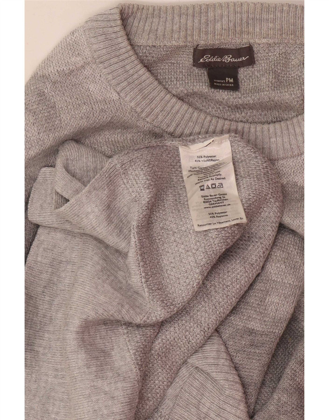 Eddie Bauer Suéter pequeño con cuello redondo para mujer UK 44 Gris medio