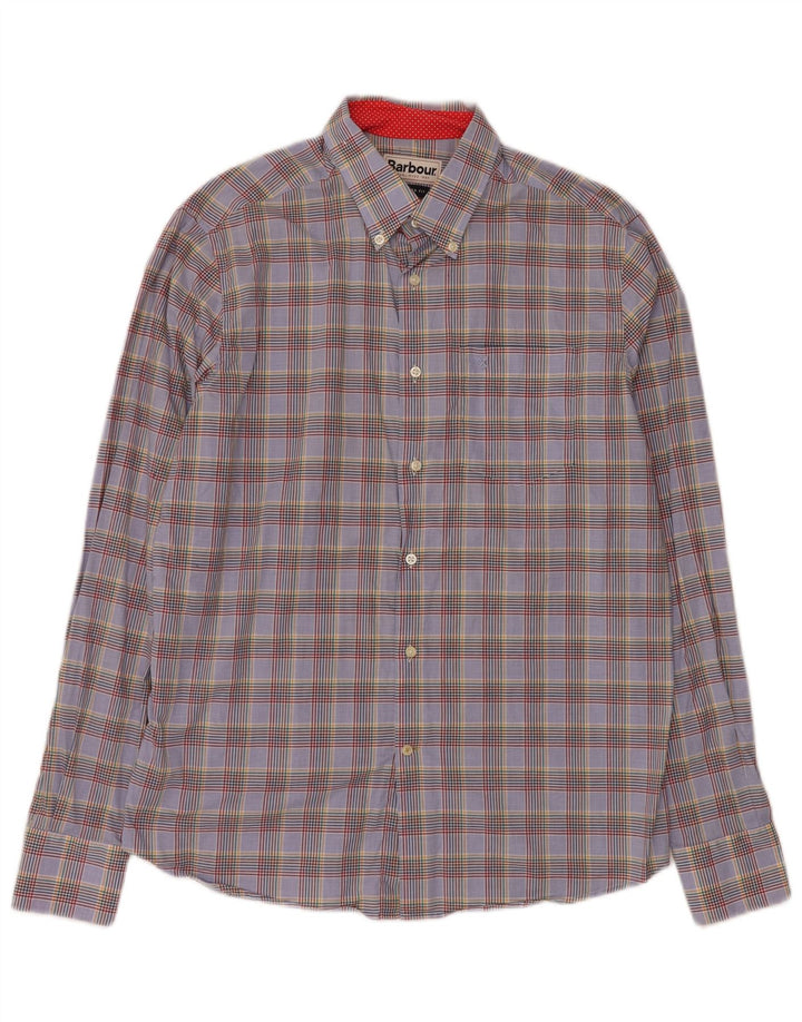 BARBOUR Camisa entallada de hombre con cuadros multicolor medianos