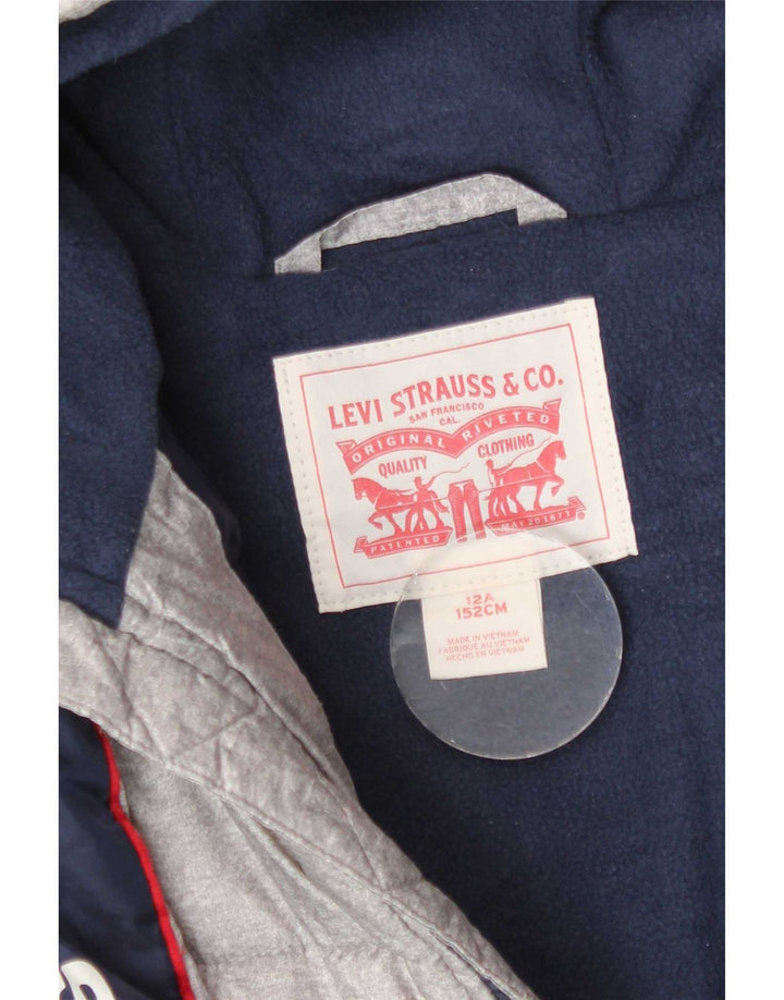 Levi's Chaqueta acolchada con capucha y estampado gráfico para niños 11-12 años Bloque de color gris