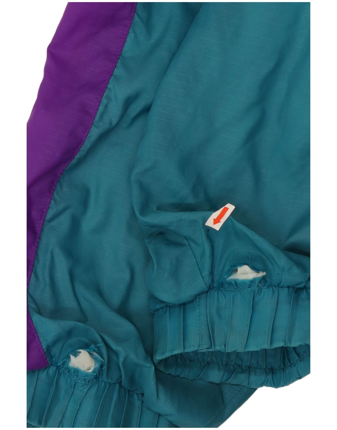 Vintage hombres chándal top chaqueta grande turquesa colorblock nylon 90s