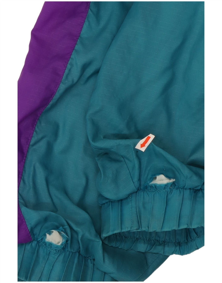 Vintage hombres chándal top chaqueta grande turquesa colorblock nylon 90s