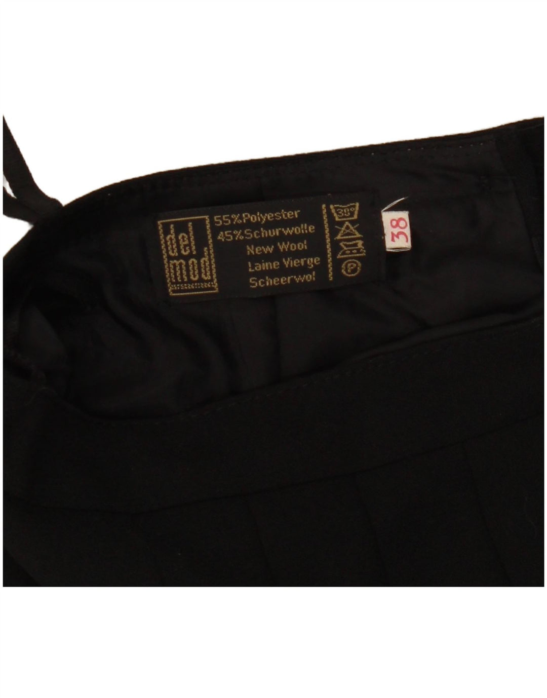 Del Mod Falda Plisada De Cintura Alta Para Mujer EU 38 Mediana W27 Poliéster Negro