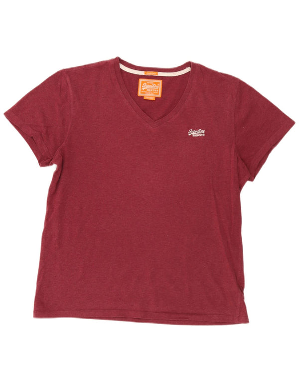 Superdry Camiseta para hombre Top Large Borgoña Algodón