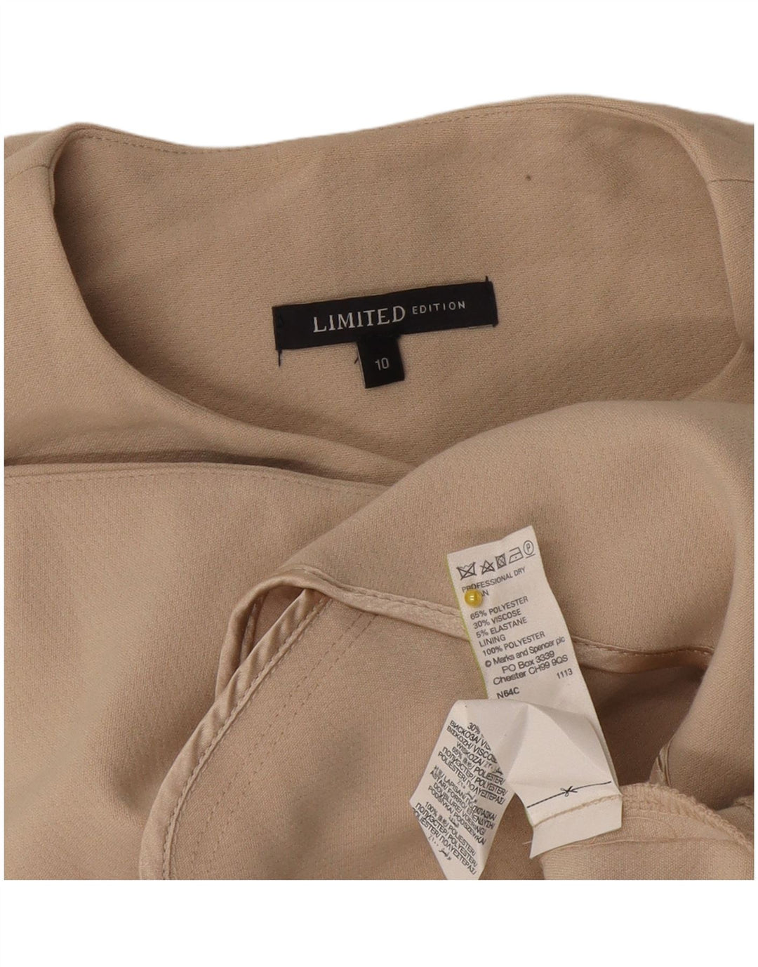 Marks & Spencer Chaqueta tipo blazer larga sin mangas para mujer UK 10 Small Beige
