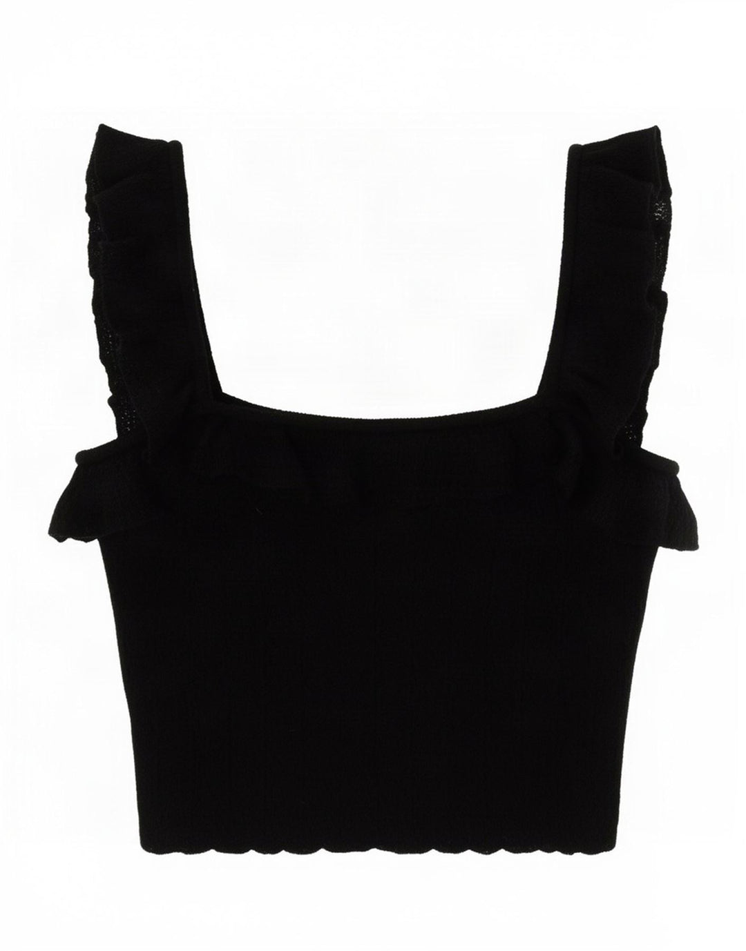 Zara Mujer Crop Top UK 8 Small Viscosa Negra