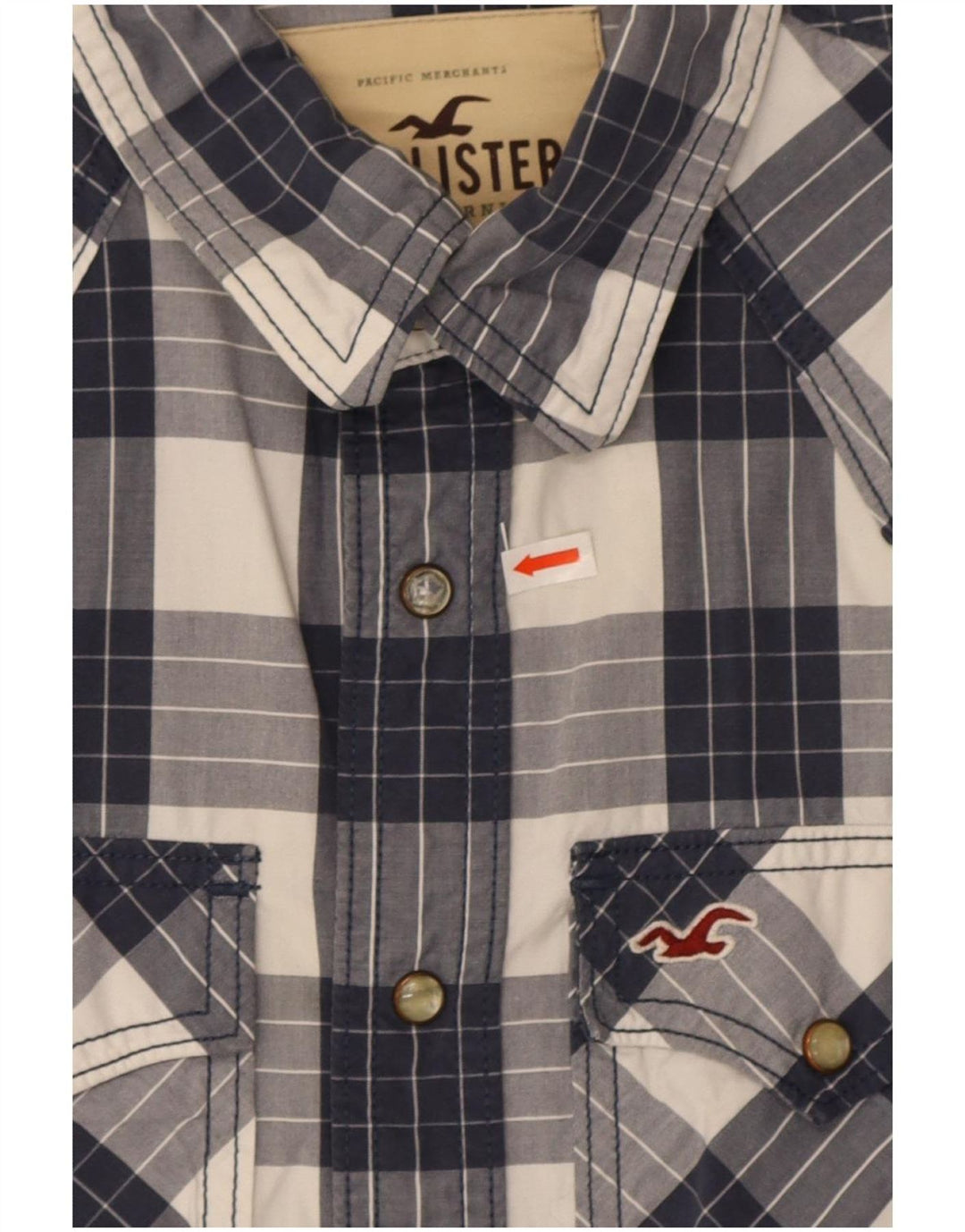 Camisa Hollister Hombre Pequeña Algodón A Cuadros Azul Marino