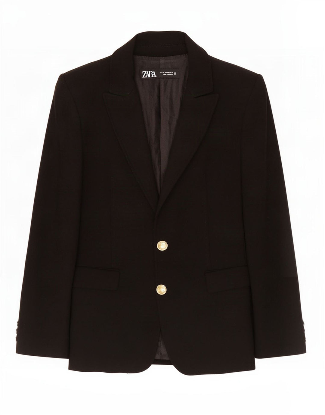 Zara Mujer Chaqueta Blazer De 2 Botones UK 6 XS Poliéster Negro