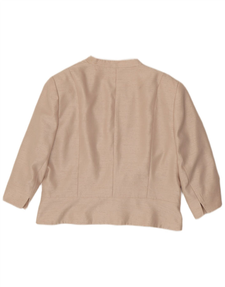 JAQUES VERT Chaqueta tipo blazer abierta de manga 3/4 para mujer UK 22 3XL Poliéster rosa