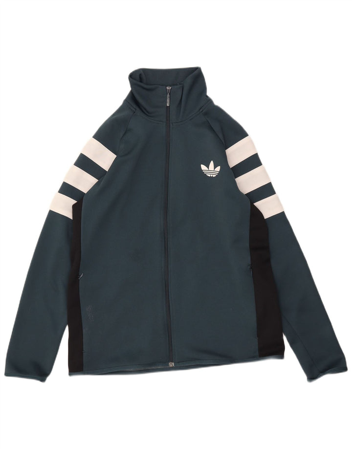 Adidas Hombre Chándal Top Chaqueta Grande Verde Colorblock Poliéster