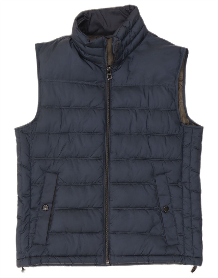 Zara Hombre Chaleco Acolchado UK 38 Medio Azul Marino Poliéster