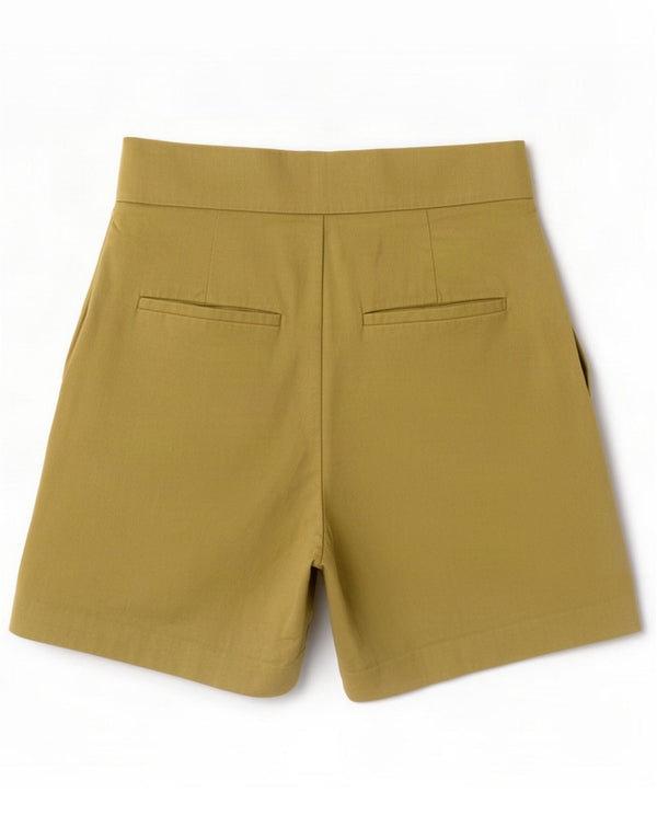 Zara Shorts chinos de cintura alta para mujer XS W24 Caqui Lino