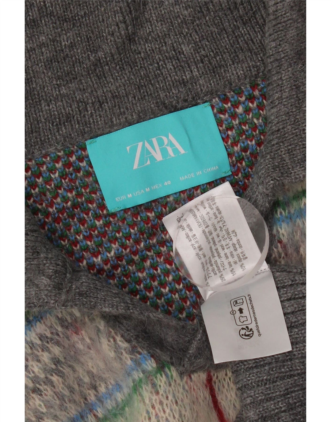 Zara Suéter Corto De Gran Tamaño Con Cuello Polo Para Mujer UK 44 Medium Grey Check